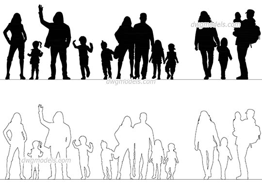 People Family - DWG, CAD Block, drawing