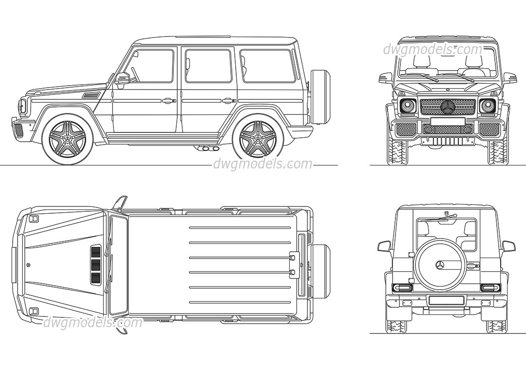 Mercedes-Benz G-Class dwg, CAD Blocks, free download.