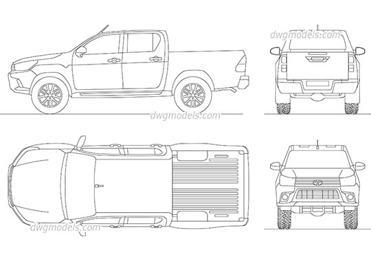 Toyota Hilux (2016) dwg, cad file download free
