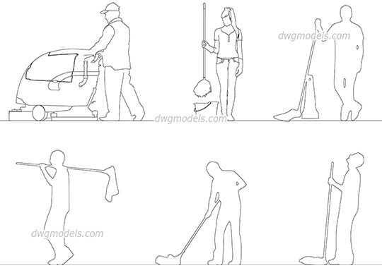 People Cleaning dwg, cad file download free