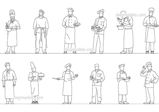 People Head Cook Chef - DWG, CAD Block, drawing