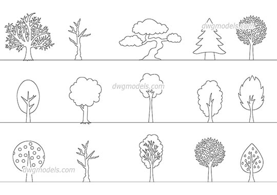 Decorative Trees dwg, cad file download free