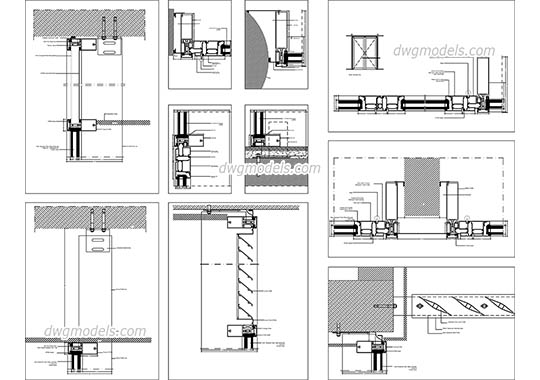 Glass wall systems details free dwg model