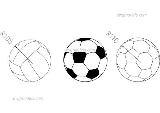 Soccer & Volleyball Balls dwg, cad file download free