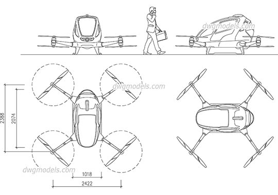 Passenger Drone dwg, cad file download free