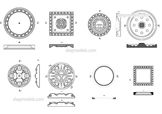 Decorative Rosettes dwg, cad file download free