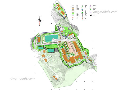 Landscape Design of School - DWG, CAD Block, drawing