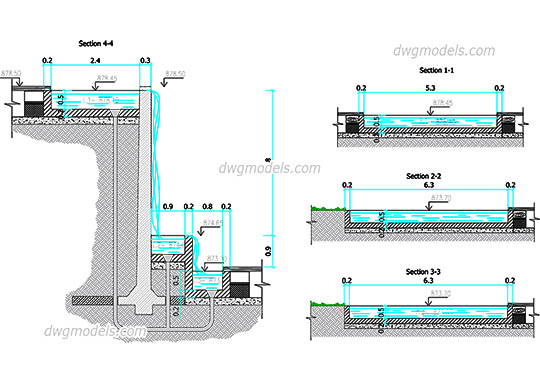 Waterfall - DWG, CAD Block, drawing