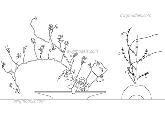 Ikebana Japanese floral dwg, cad file download free