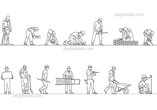 Construction Workers - DWG, CAD Block, drawing