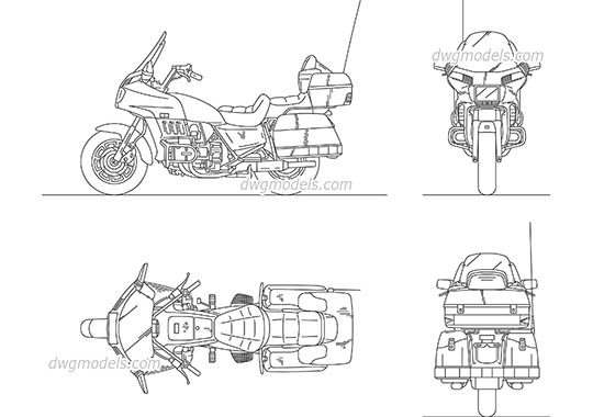 Honda Gold Wing dwg, cad file download free