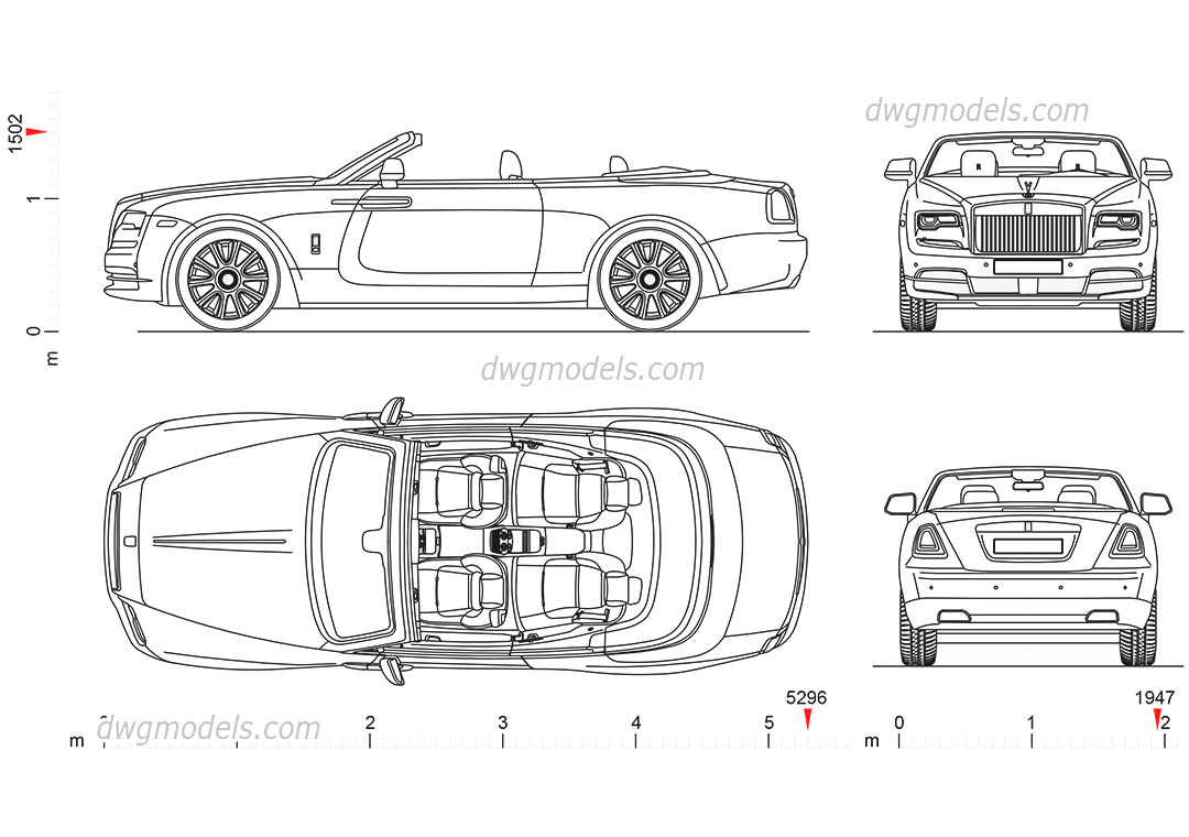 Rolls-Royce Dawn dwg, CAD Blocks, free download.