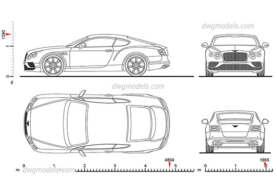 Bentley Continental GT - DWG, CAD Block, drawing