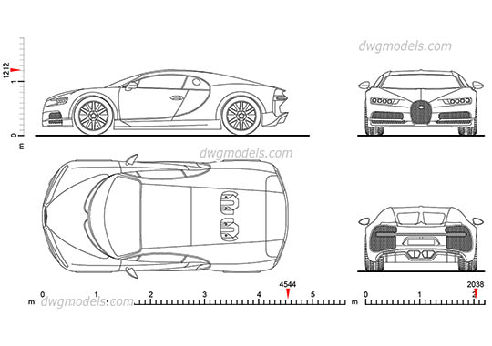 Bugatti Chiron (2016) dwg, cad file download free