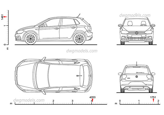 Volkswagen Polo (2017) - DWG, CAD Block, drawing