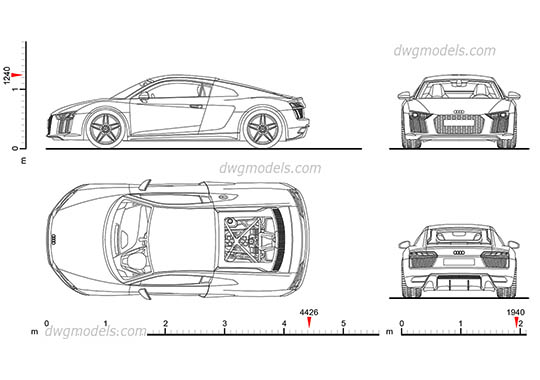 Audi R8 (2015) - DWG, CAD Block, drawing