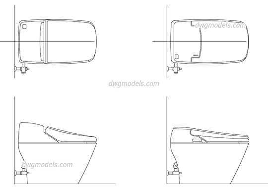 Electronic Bidet Toilet - DWG, CAD Block, drawing