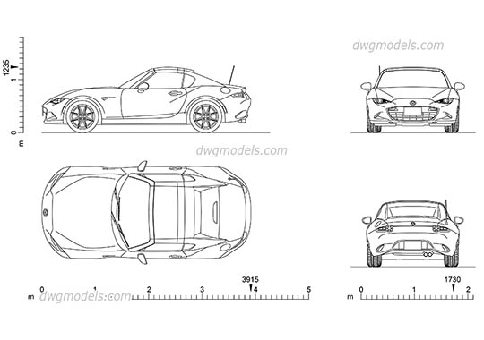 Mazda MX-5 (2016) - DWG, CAD Block, drawing