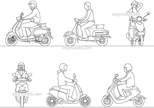 Scooter Driver dwg, cad file download free