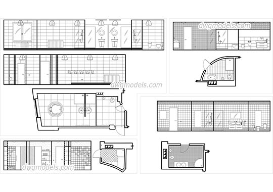 Bathroom Plans and Elevations dwg, cad file download free