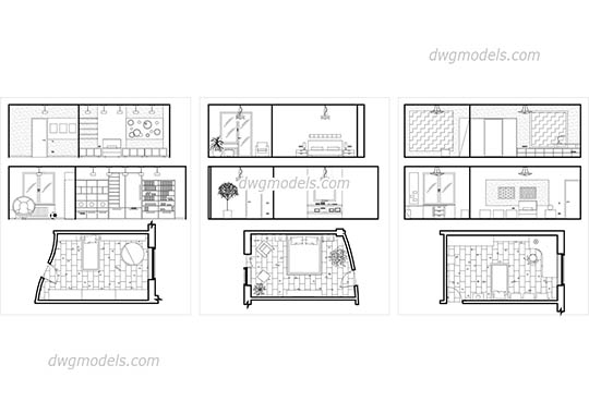 Bedroom Plans and Elevations dwg, cad file download free