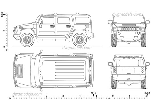 Hummer H2 (2002) - DWG, CAD Block, drawing