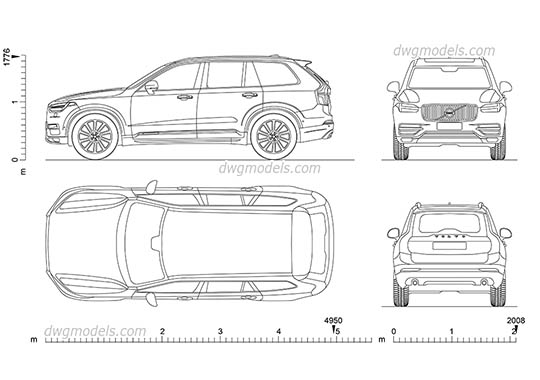 Volvo XC90 (2015) - DWG, CAD Block, drawing