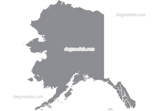 Map of Alaska dwg, cad file download free