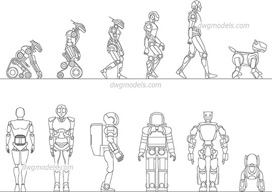 Robots - DWG, CAD Block, drawing