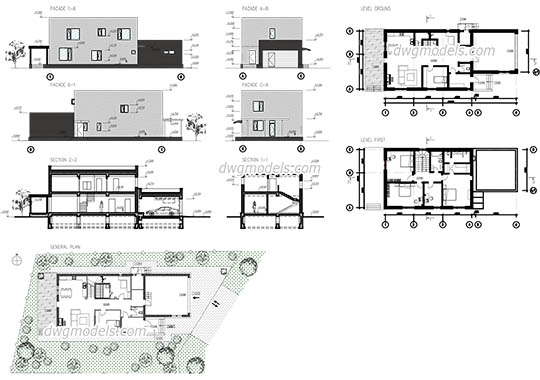 Modern House dwg, cad file download free