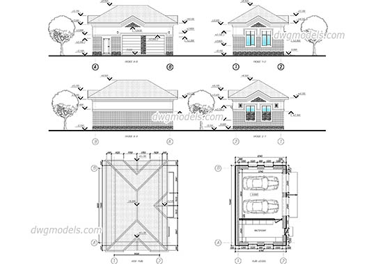 Garage For Two Cars dwg, cad file download free