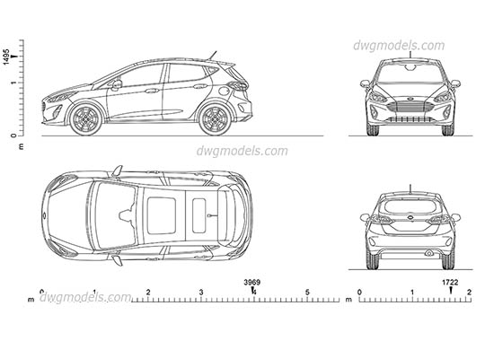 Ford Fiesta - DWG, CAD Block, drawing