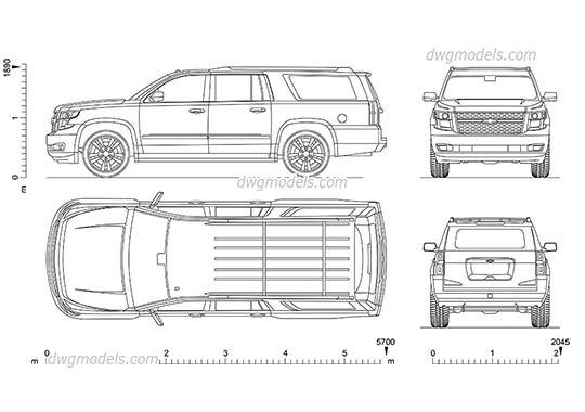 Chevrolet Suburban dwg, cad file download free