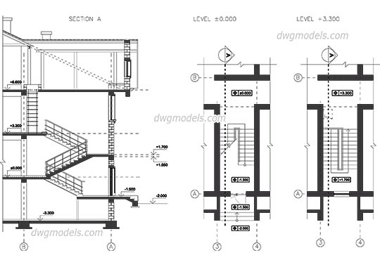 Staircase Section free dwg model
