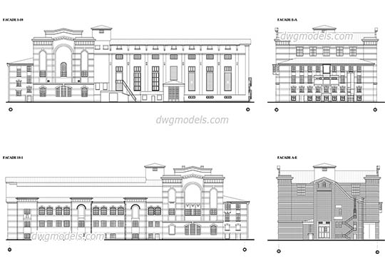 Facades of the Old power station - DWG, CAD Block, drawing