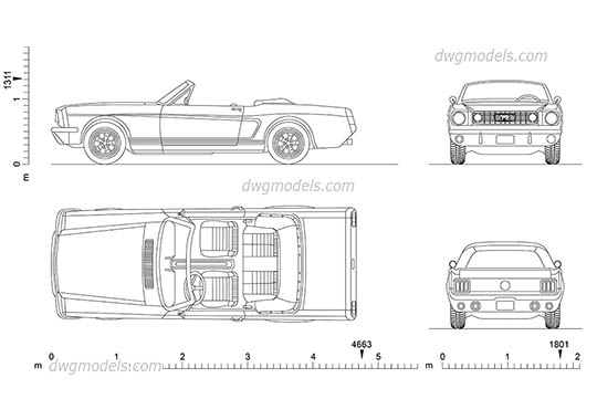 Ford Mustang (1965) dwg, cad file download free