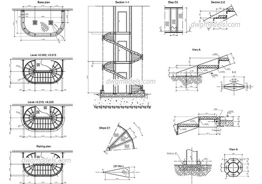 Spiral Stair dwg, cad file download free