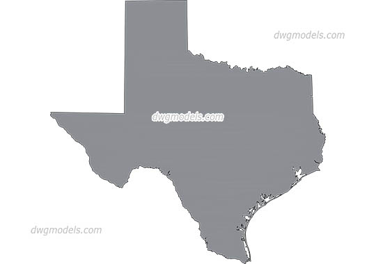 Map of Texas dwg, cad file download free