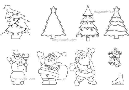 Christmas Decorations - DWG, CAD Block, drawing