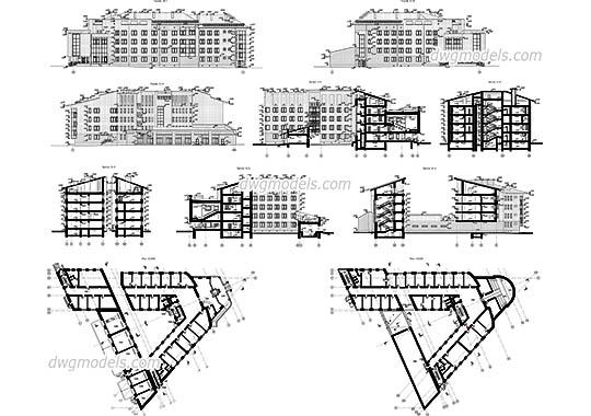 Administrative Building dwg, cad file download free