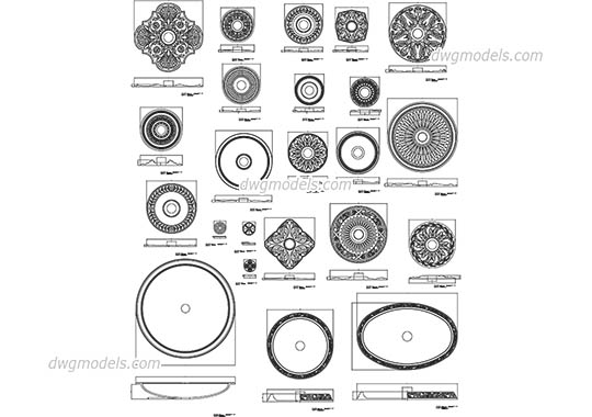 Architectural Rosettes dwg, cad file download free