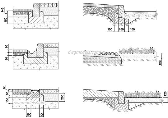 Cross Sections of Pavement - DWG, CAD Block, drawing