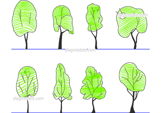 Tree Line Drawing dwg, cad file download free