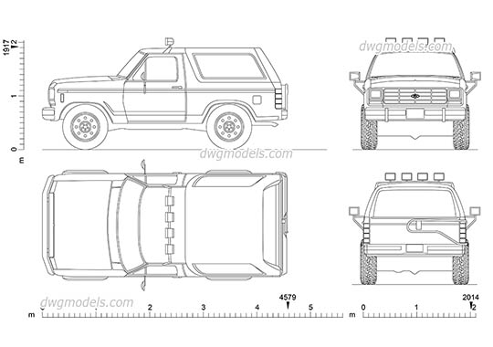 Ford Bronco (1985) - DWG, CAD Block, drawing