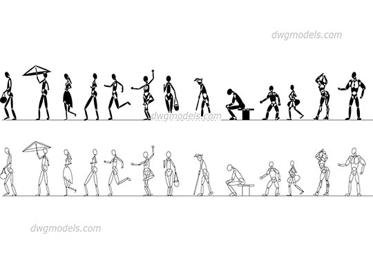 Stylized Human Figures dwg, cad file download free