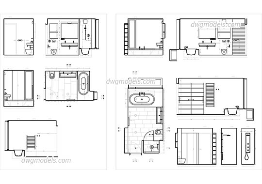 Bathroom Design - DWG, CAD Block, drawing
