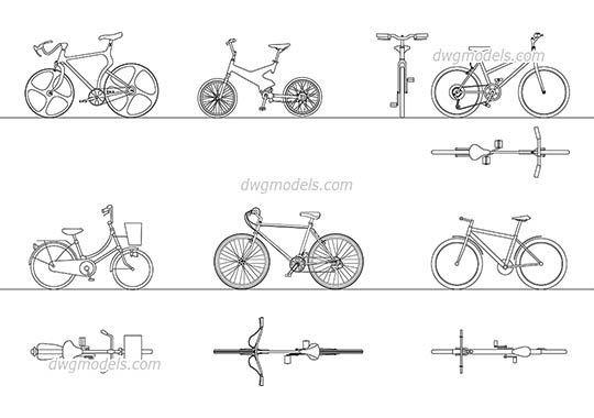 Bicycles 1 - DWG, CAD Block, drawing