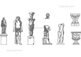 Statues 1 - DWG, CAD Block, drawing