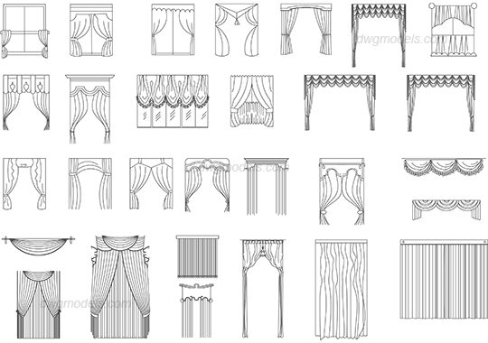 Curtains 1 dwg, CAD Blocks, free download.