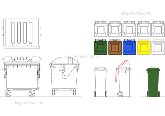 Garbage bin 1 DWG, free CAD Blocks download